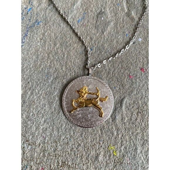 Vintage Necklace Sagittarius GF On Sterling Silver Centaur Astrology Pendant - Picture 4 of 16